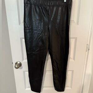 Black Faux Leather Leggings- Regular in Back